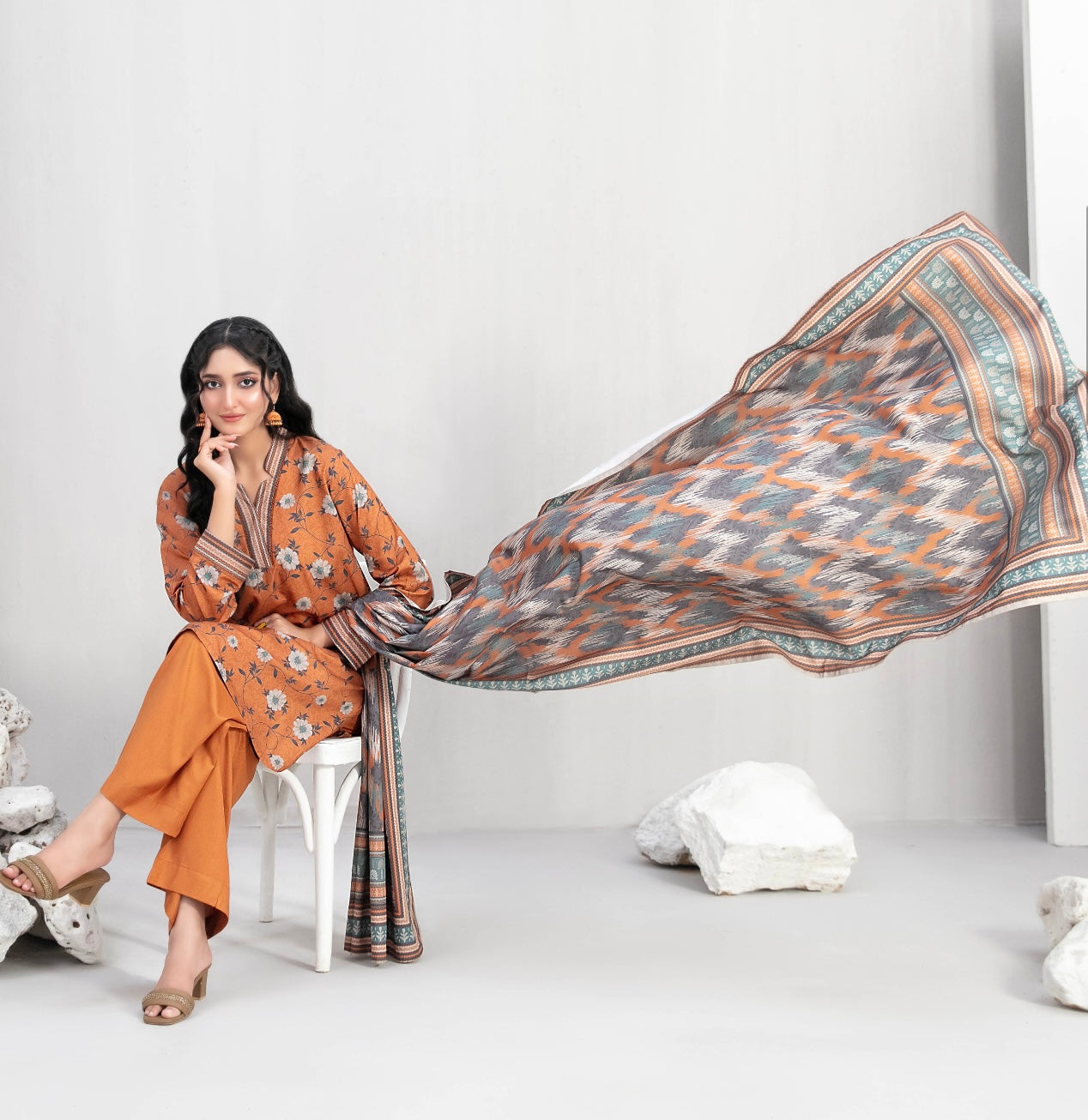 Printed Linen Suit 3pc