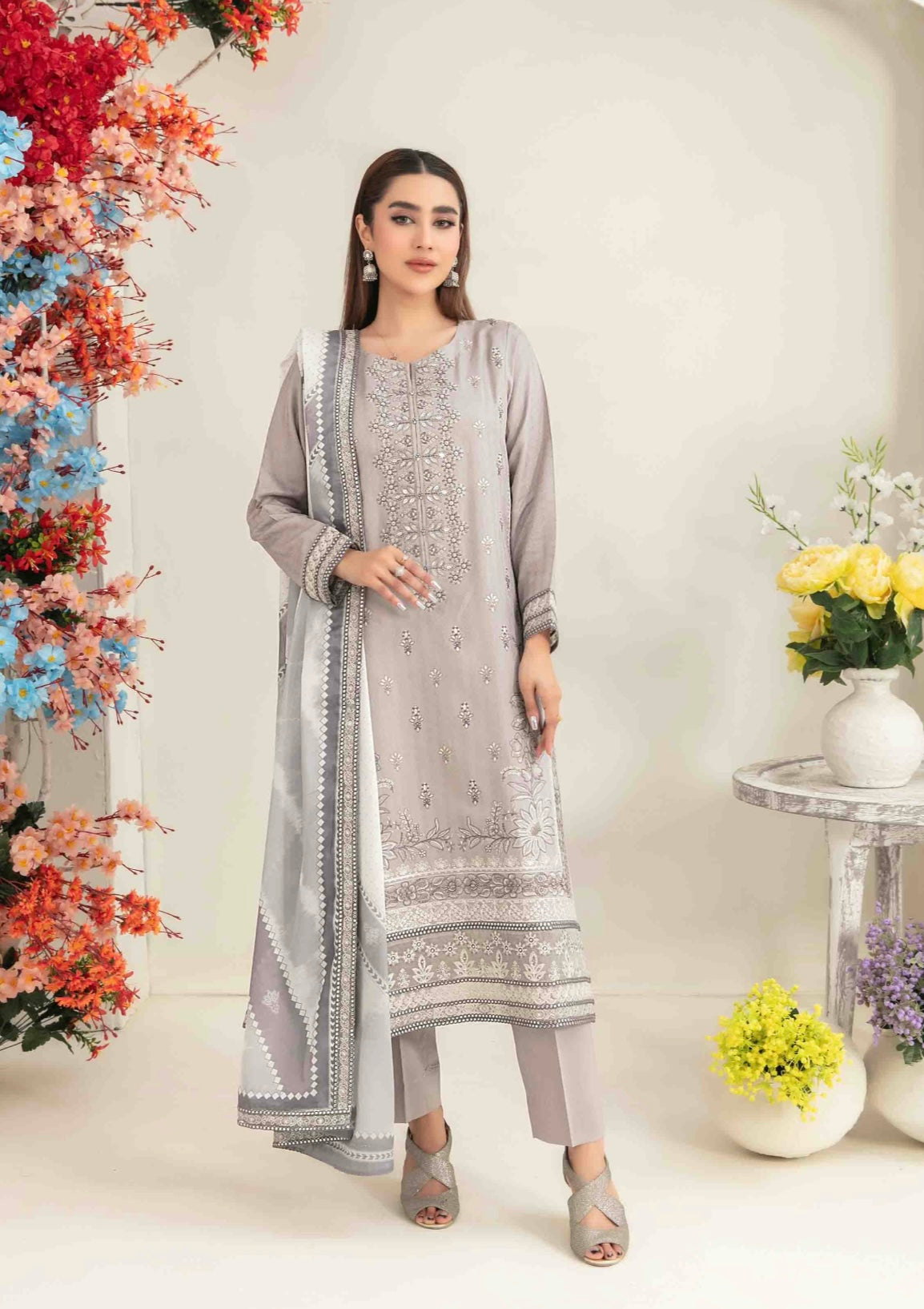 Luxury Embroidered Staple Suit 3pc