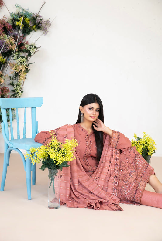 Peach Karandi Suit 3pc