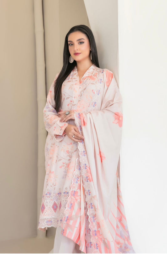 Embroidered Linen Suit 3pc