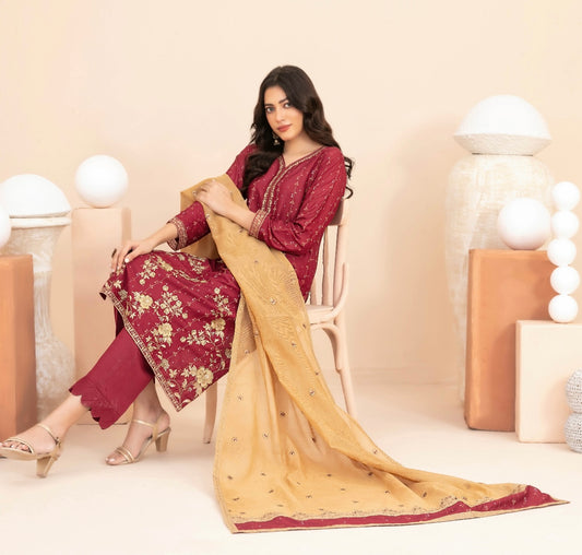 Festive Embroidered Staple Suit 3pc