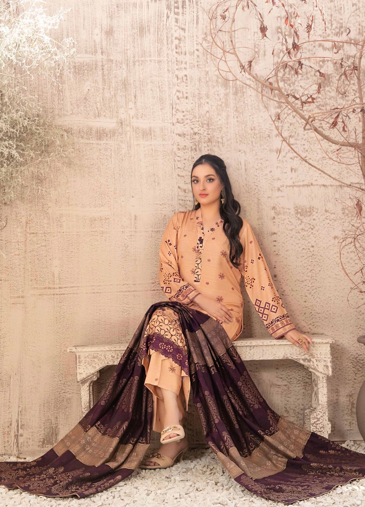 Festive Zarri Peach Leather Suit