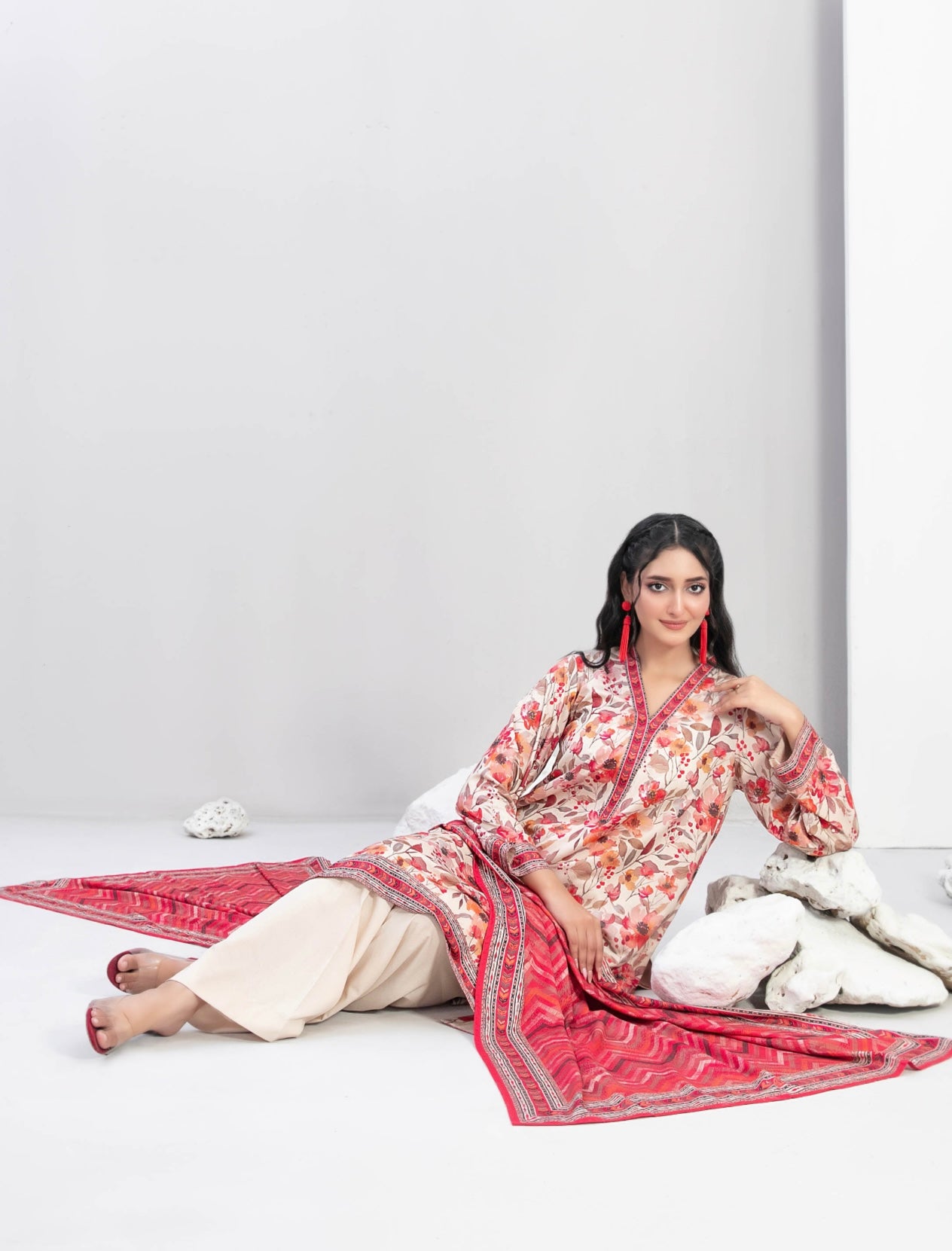 Printed Linen Suit 3pc