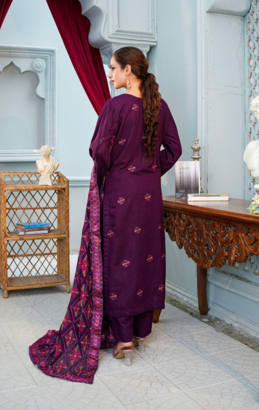 Bareeze Embroidered Slub Karandi Suit