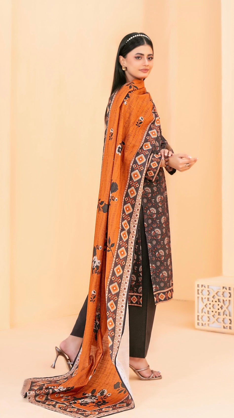 Printed Slub Suit 3pc