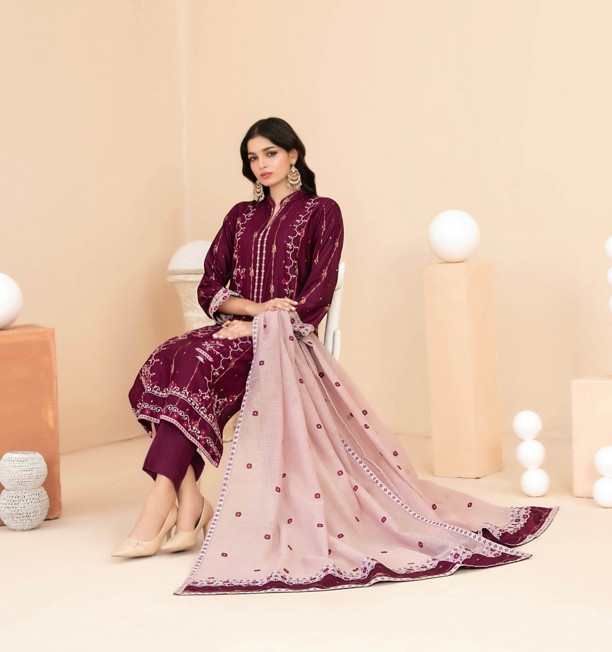 Festive Embroidered Staple Suit 3pc