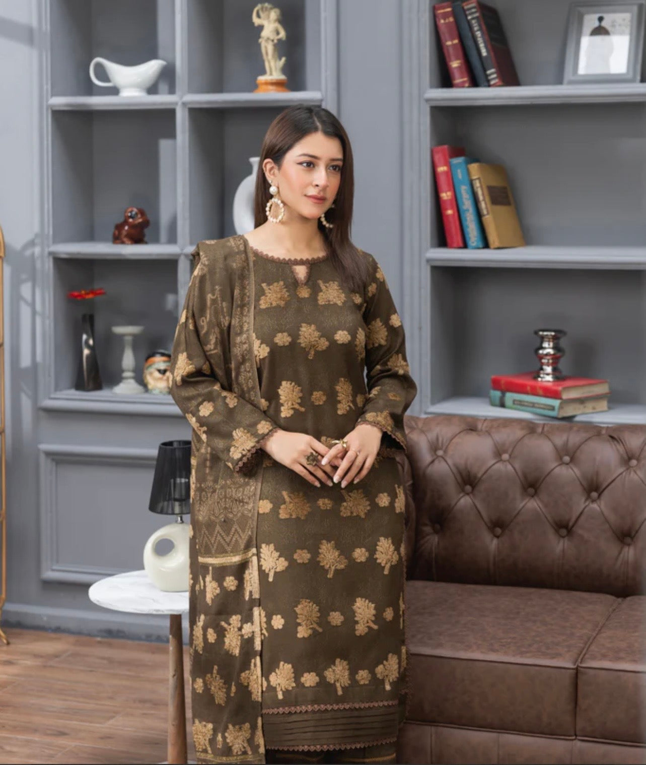 Zarri Peach Leather Suit 3pc