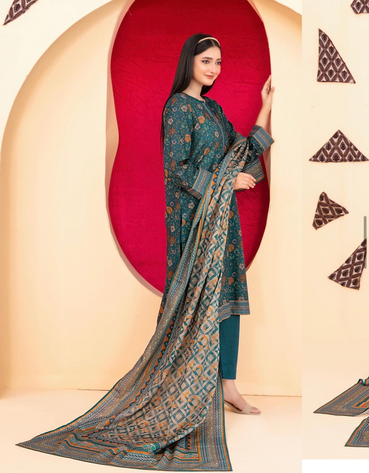 Printed Slub Suit 3pc