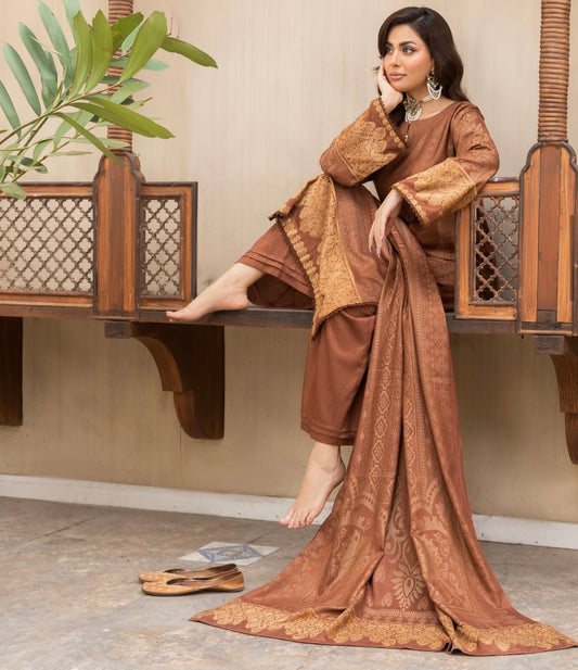 Premium Peach Leather Printed Suit