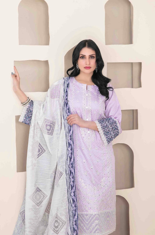 Luxury Embroidered Viscose Suit 3pc
