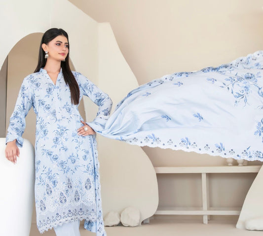 Embroidered Linen Suit 3pc