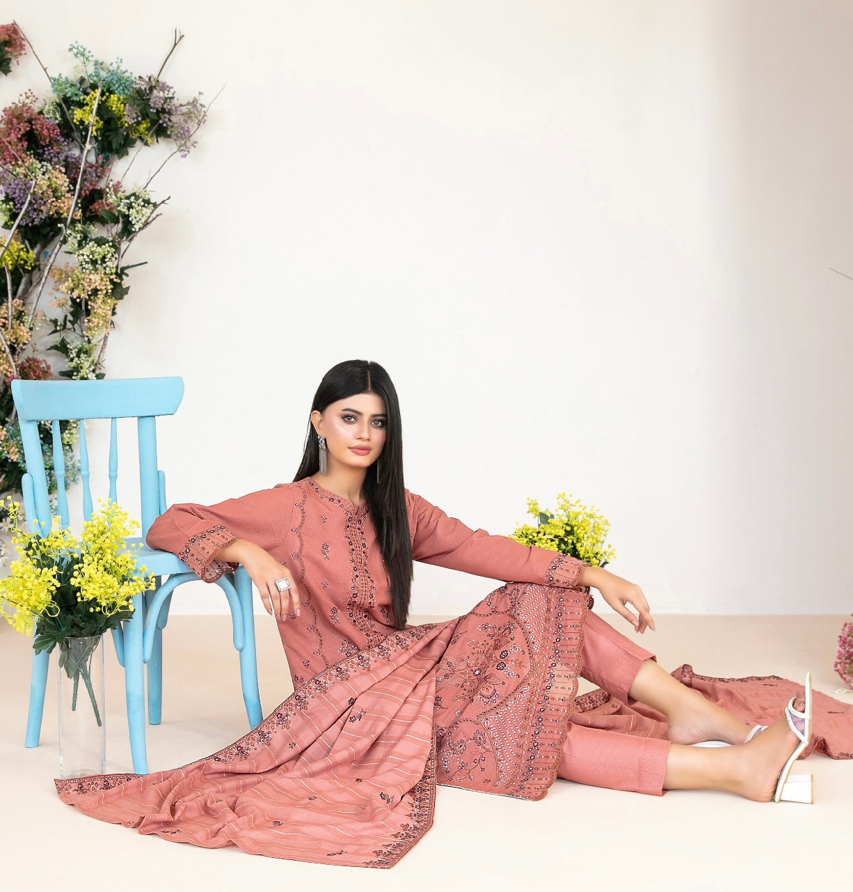 Peach Karandi Suit 3pc