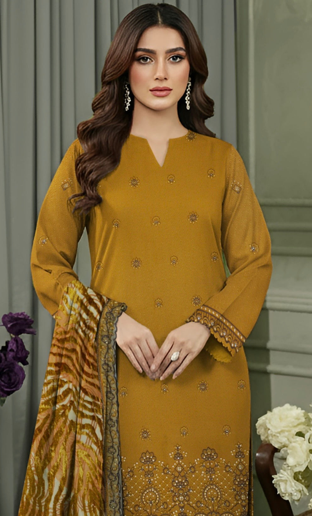 Embroidered Dhanak Palachi Suit 3pc