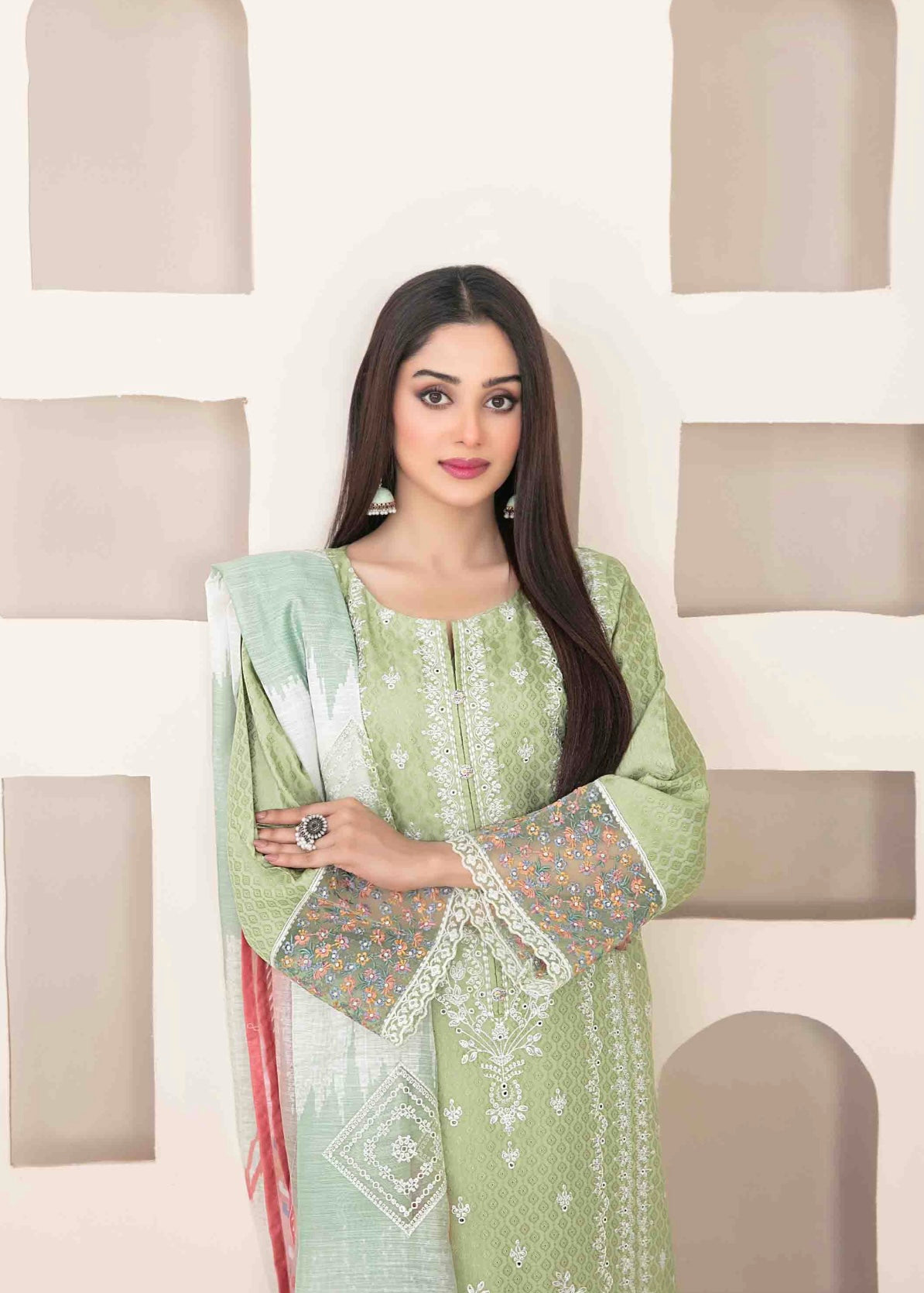 Luxury Embroidered Viscose Suit 3pc