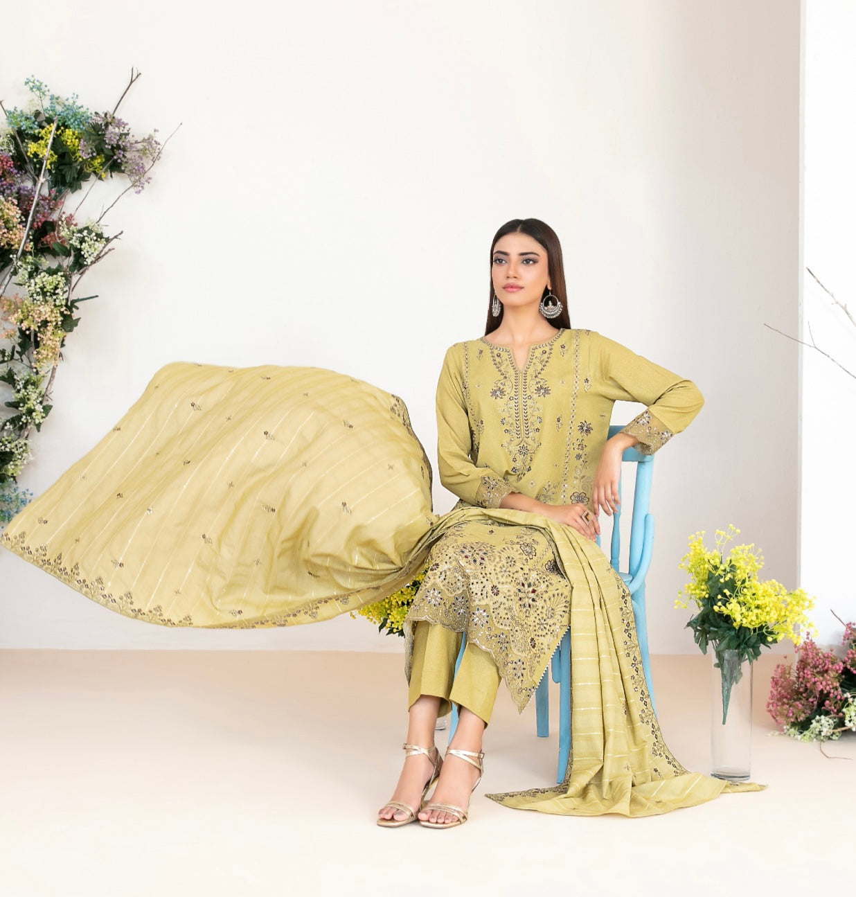 Peach Karandi Suit 3pc