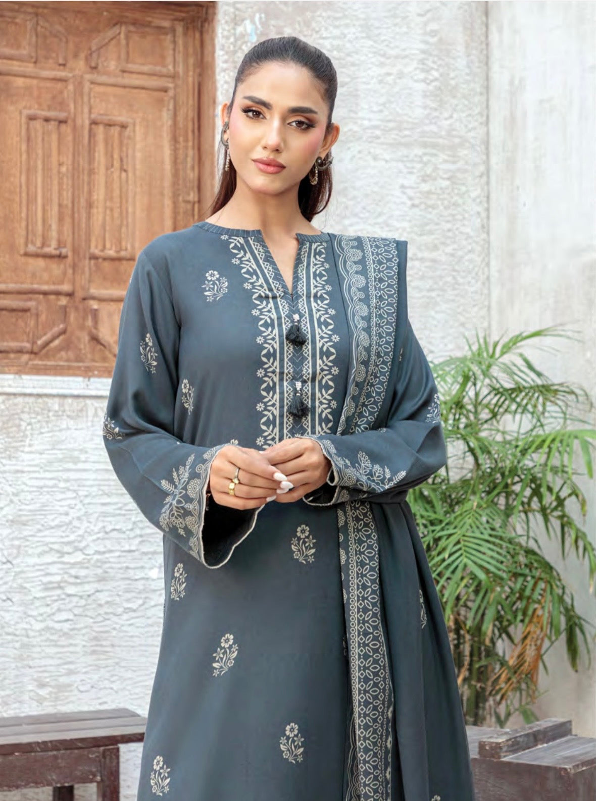 Printed Pashmina Suit 3pc