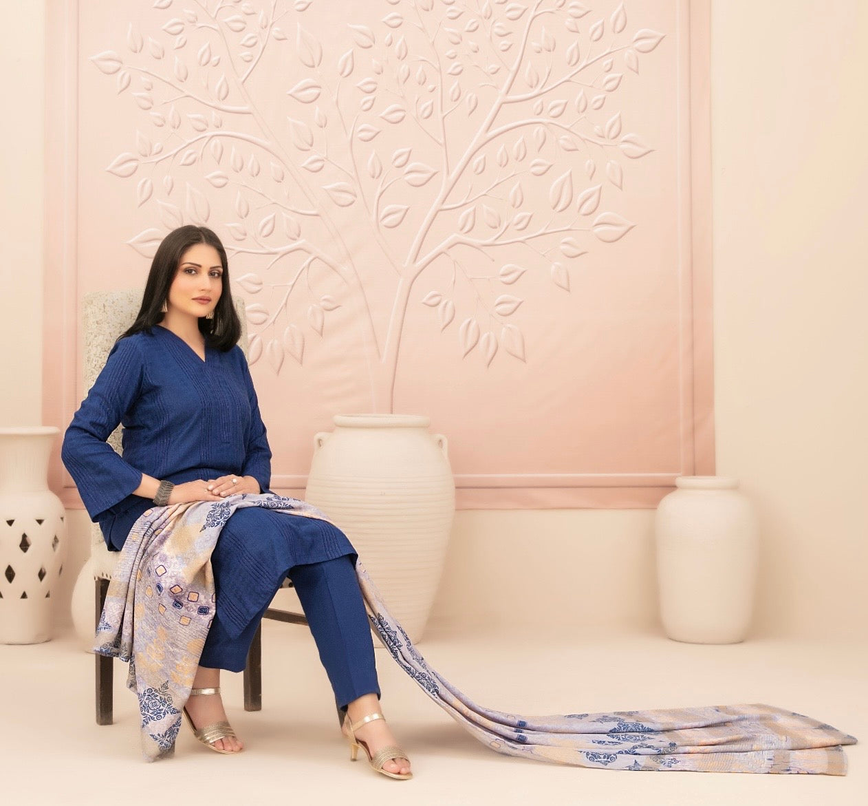 Tarkashi Peach Leather Suit 3pc