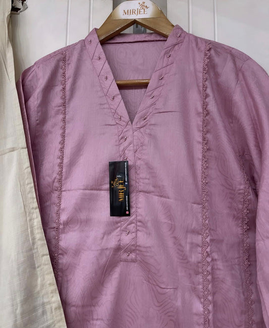 Solid Co-ords Kashmiri Jacquard Dupatta 3pc Suit