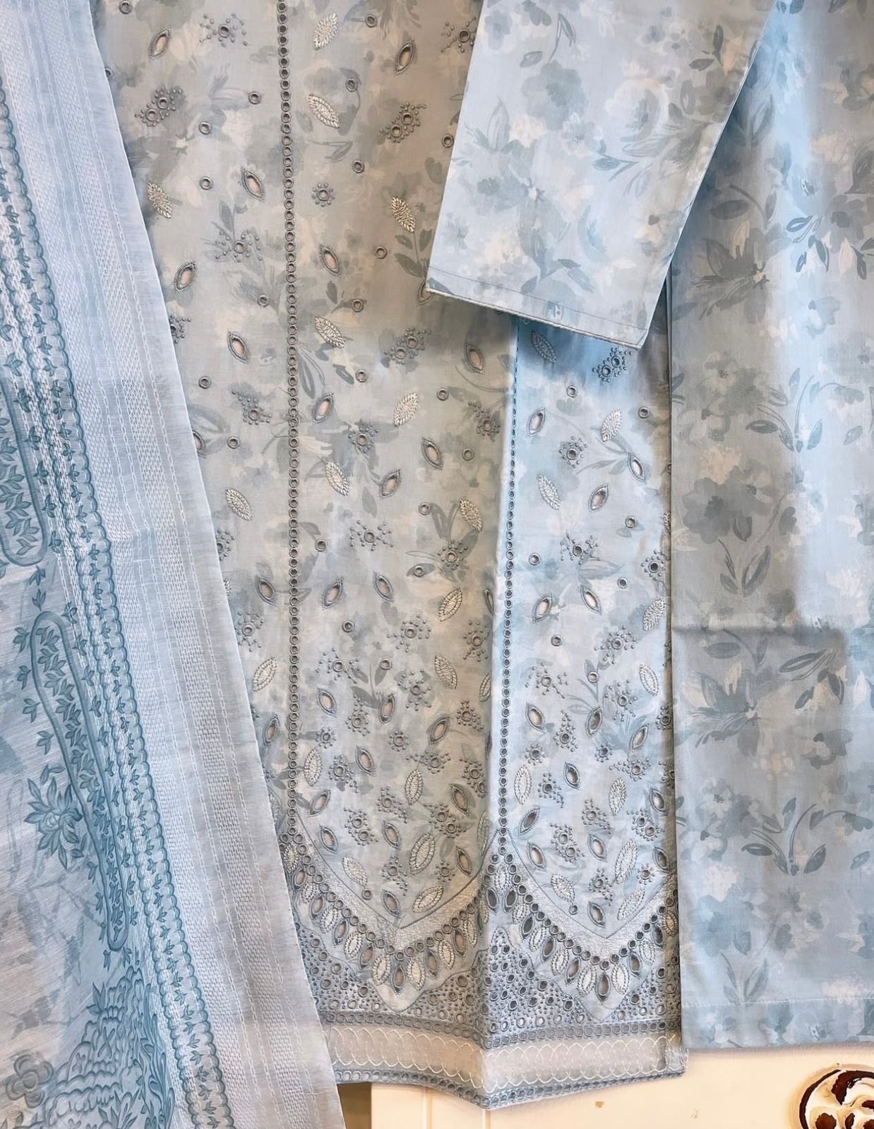 Schiffli Embroidered 3pc Suit