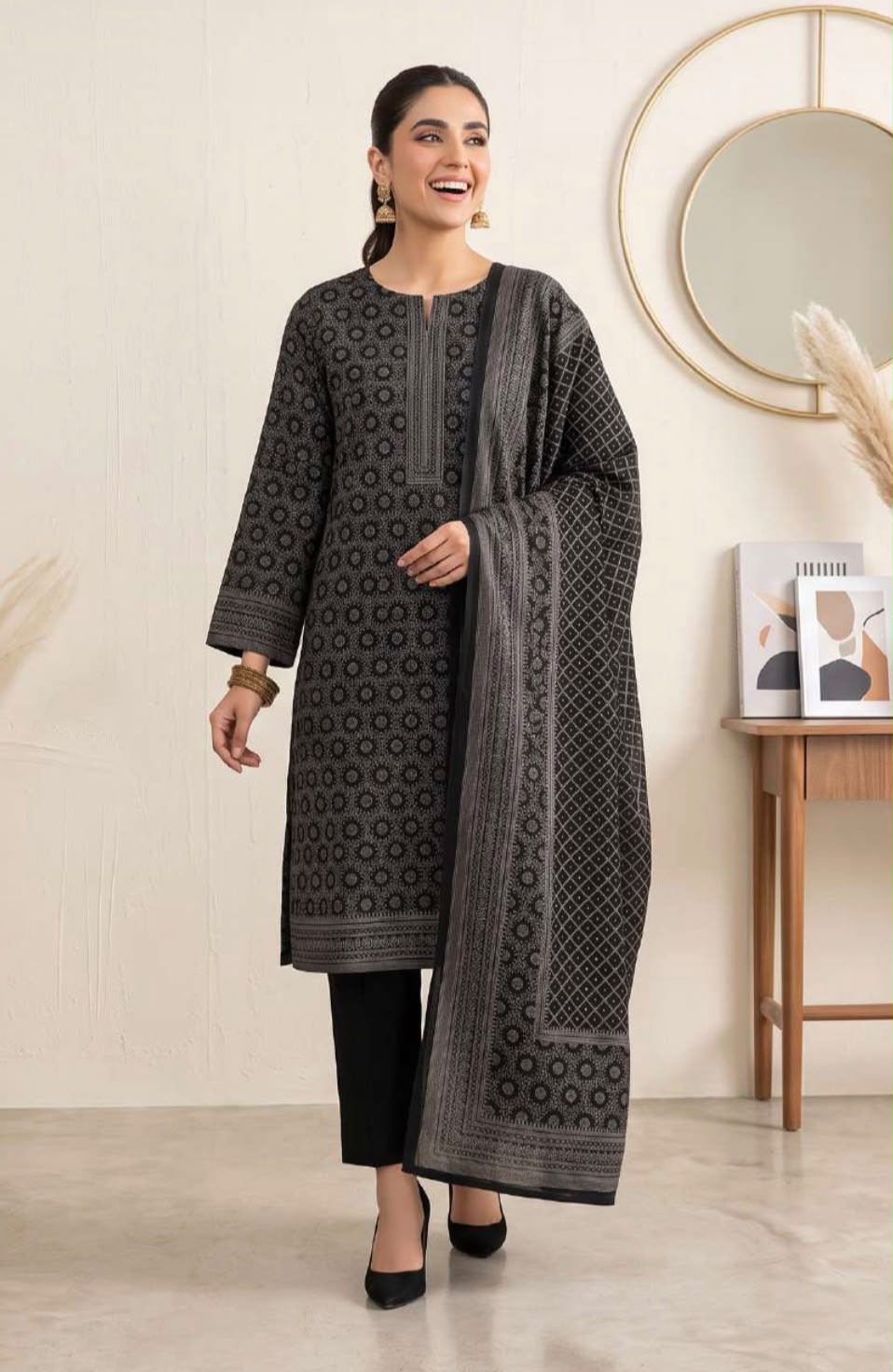 Printed Wool 3pc Suit