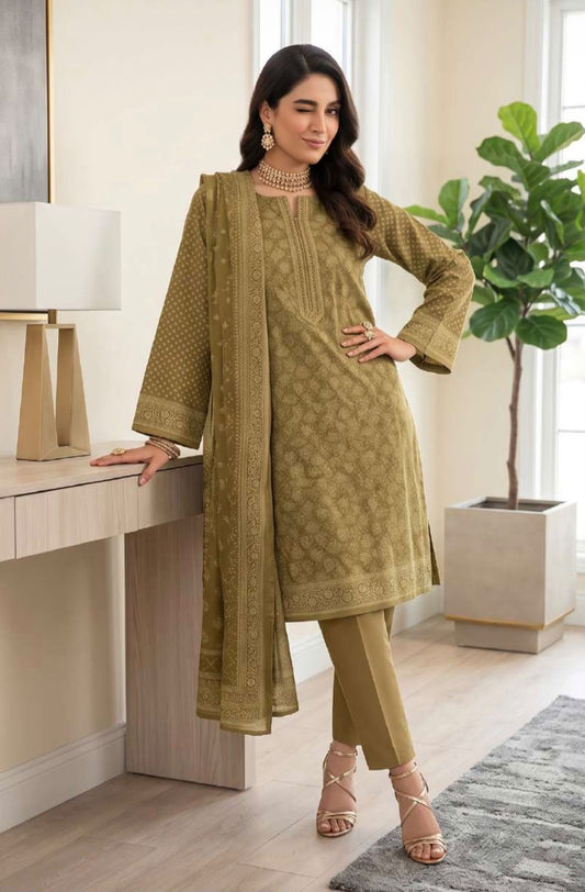 Printed Wool 3pc Suit