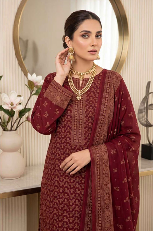 Printed Wool 3pc Suit