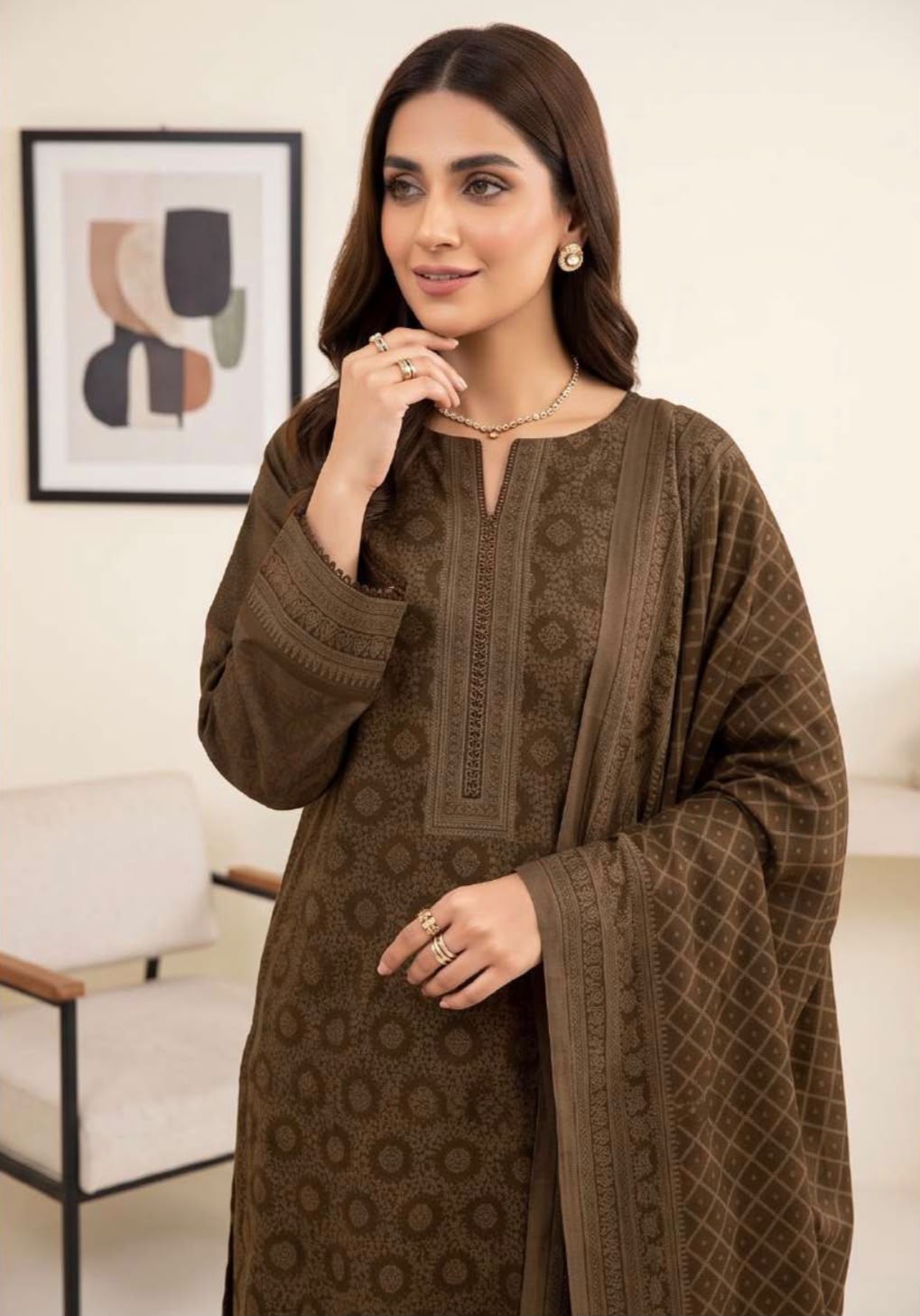 Printed Wool 3pc Suit