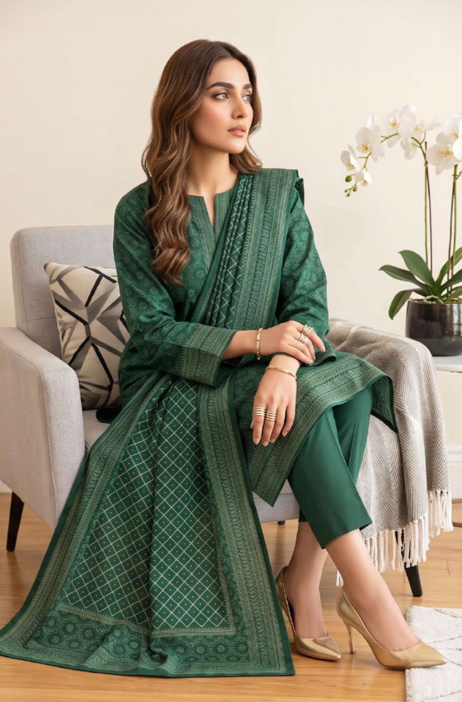 Printed Wool 3pc Suit