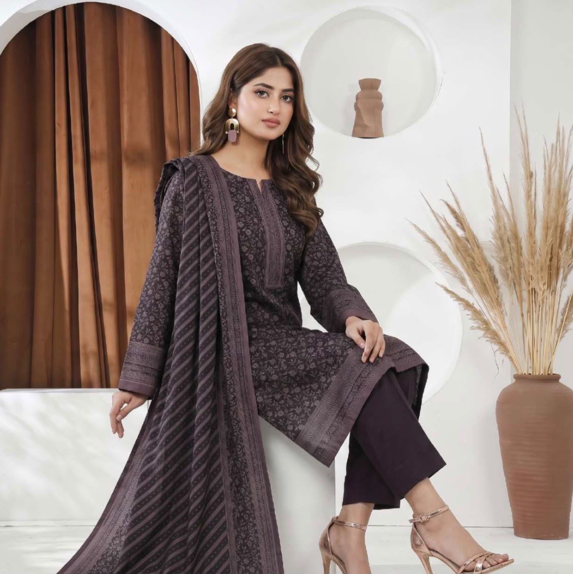 Printed Wool 3pc Suit