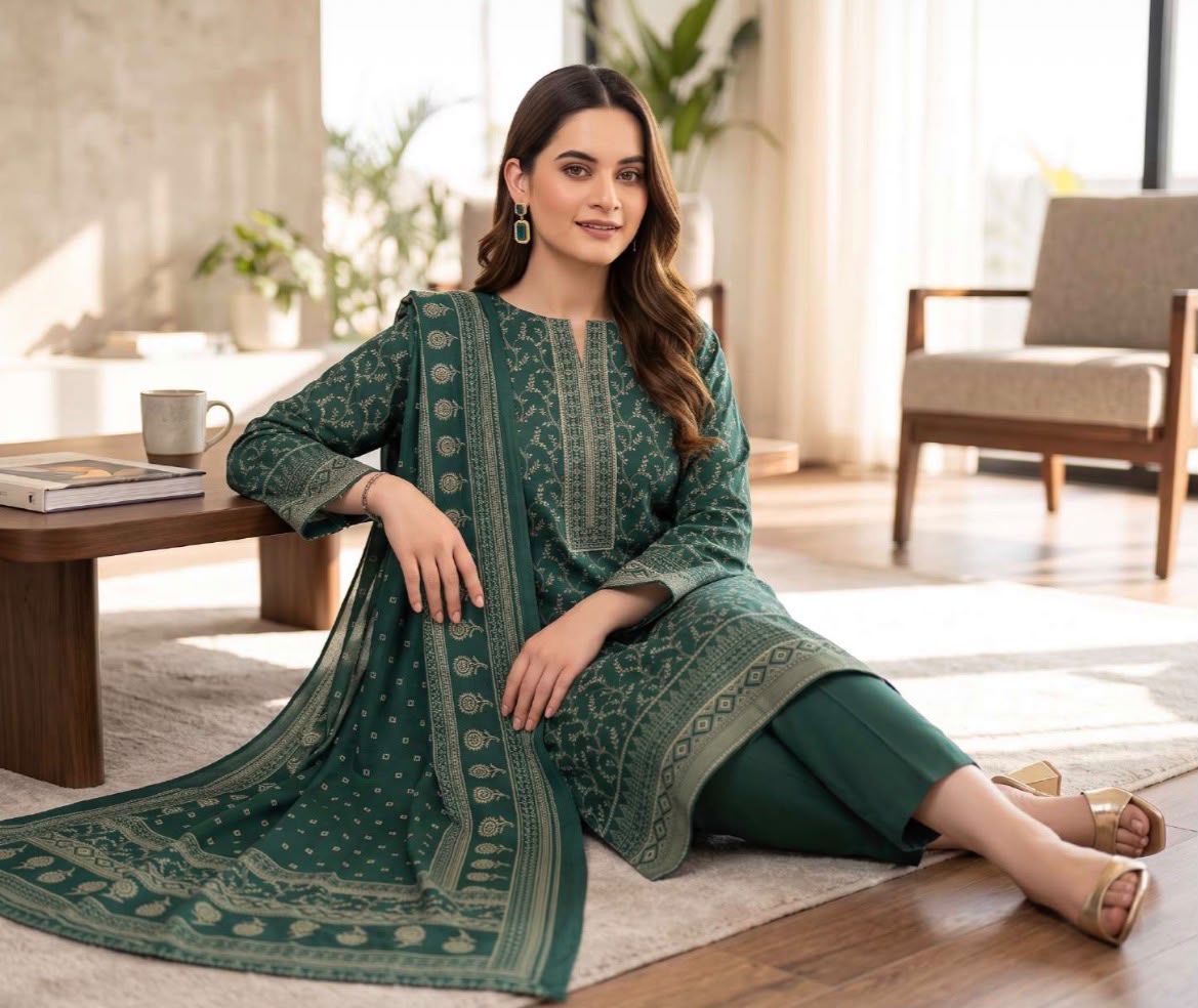 Printed Wool 3pc Suit