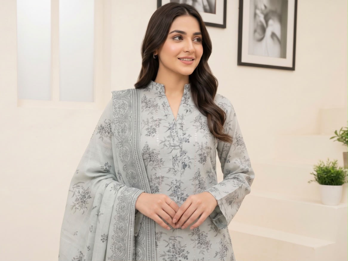Embroidered Staple Linen 3pc Suit