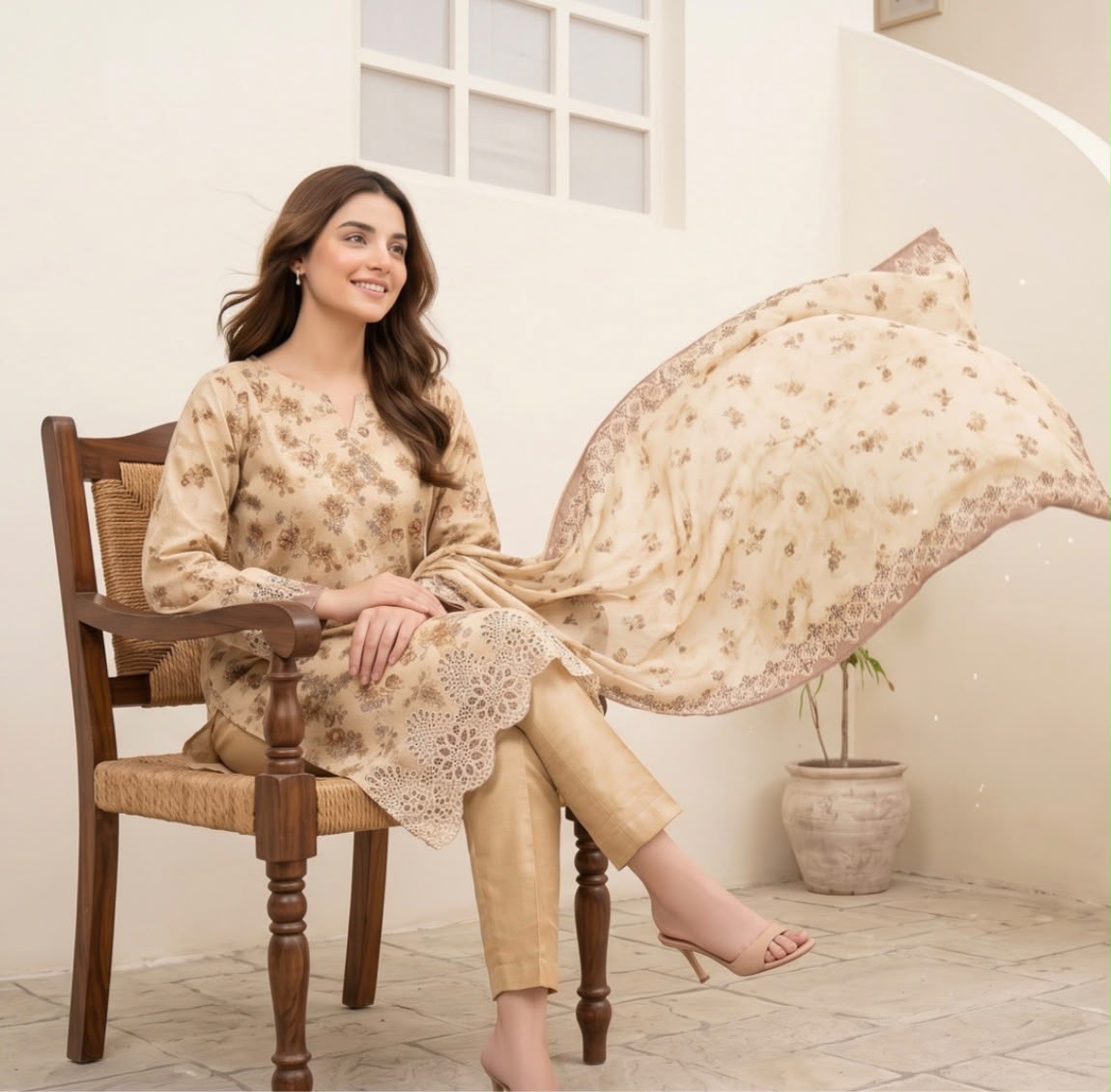 Embroidered Staple Linen 3pc Suit