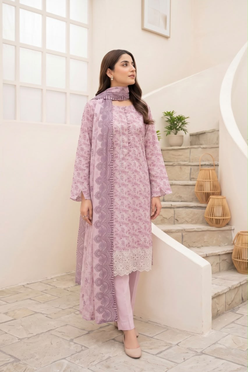 Embroidered Staple Linen 3pc Suit