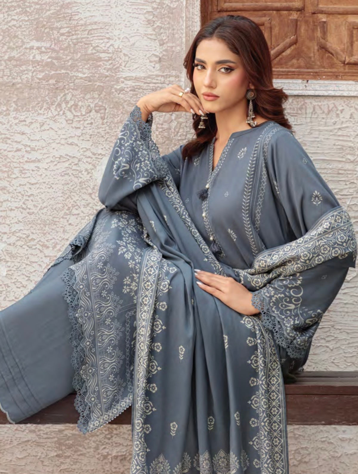 Printed Pashmina Suit 3pc