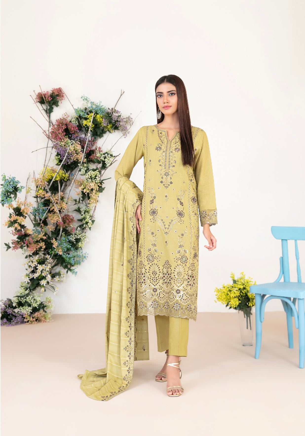 Peach Karandi Suit 3pc