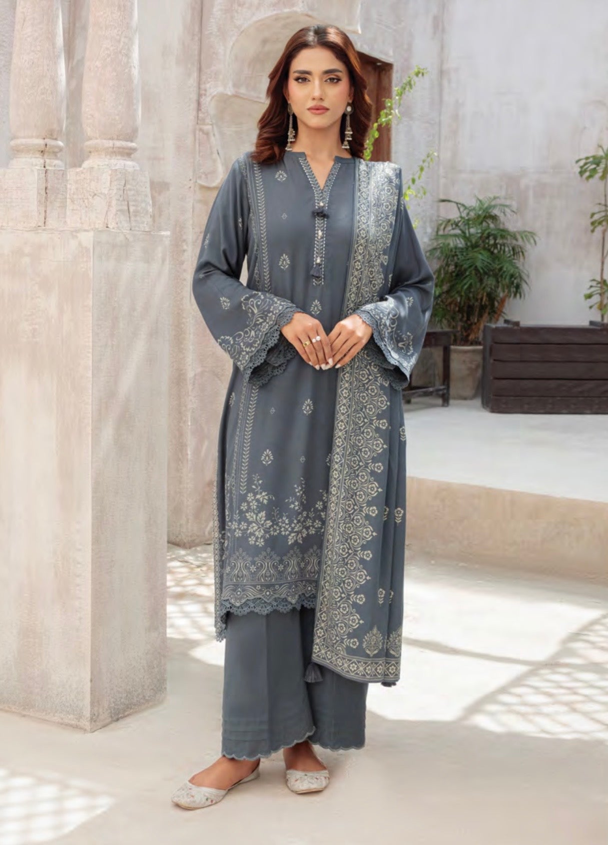 Printed Pashmina Suit 3pc