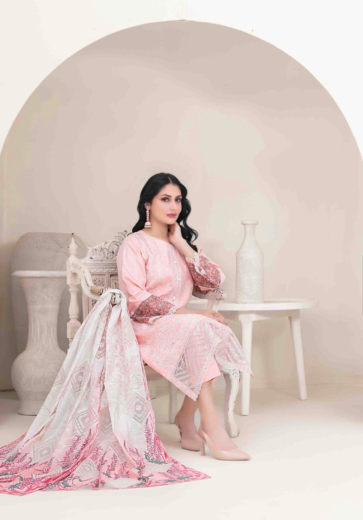 Luxury Embroidered Viscose Suit 3pc