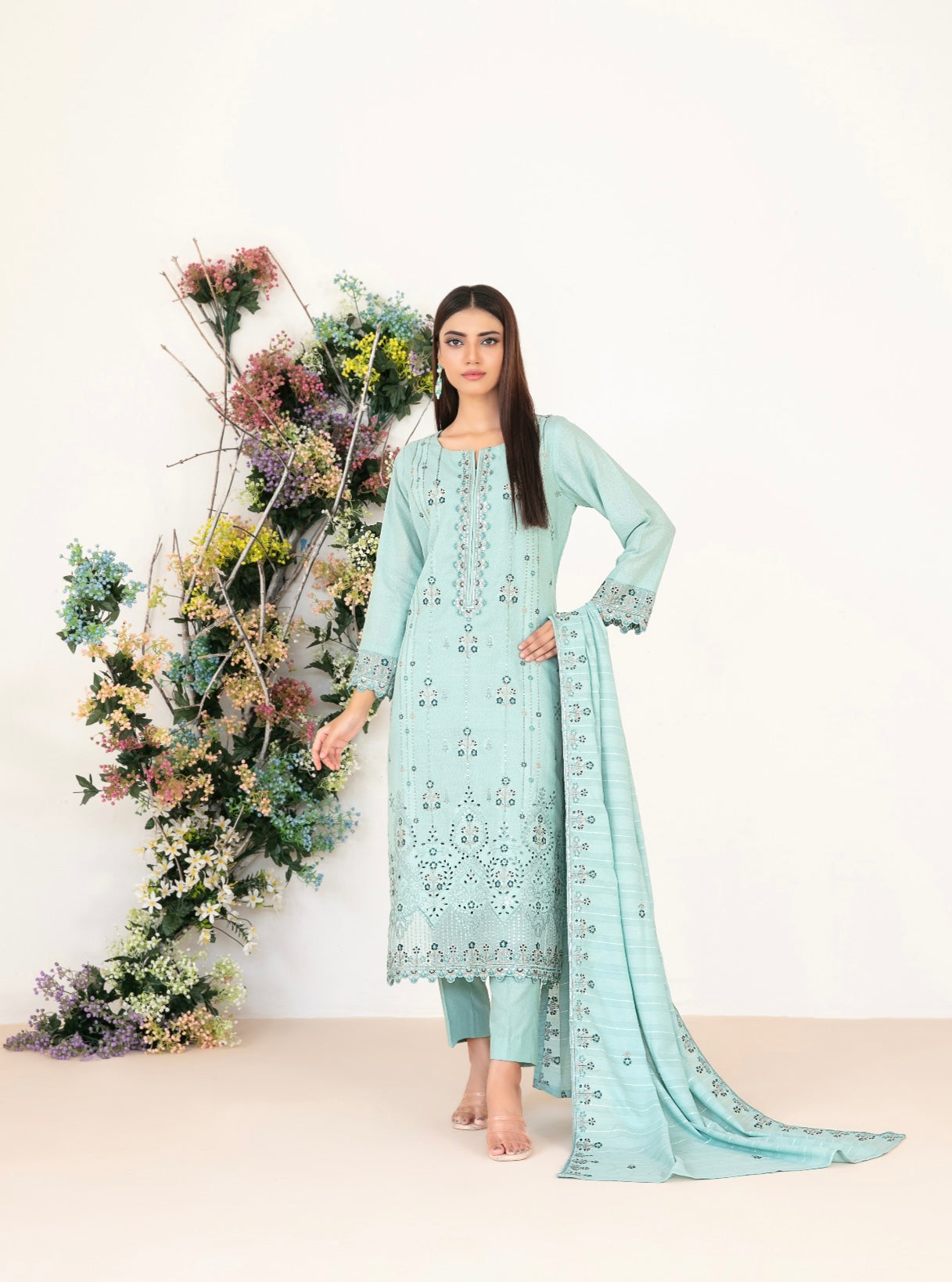 Peach Karandi Suit 3pc