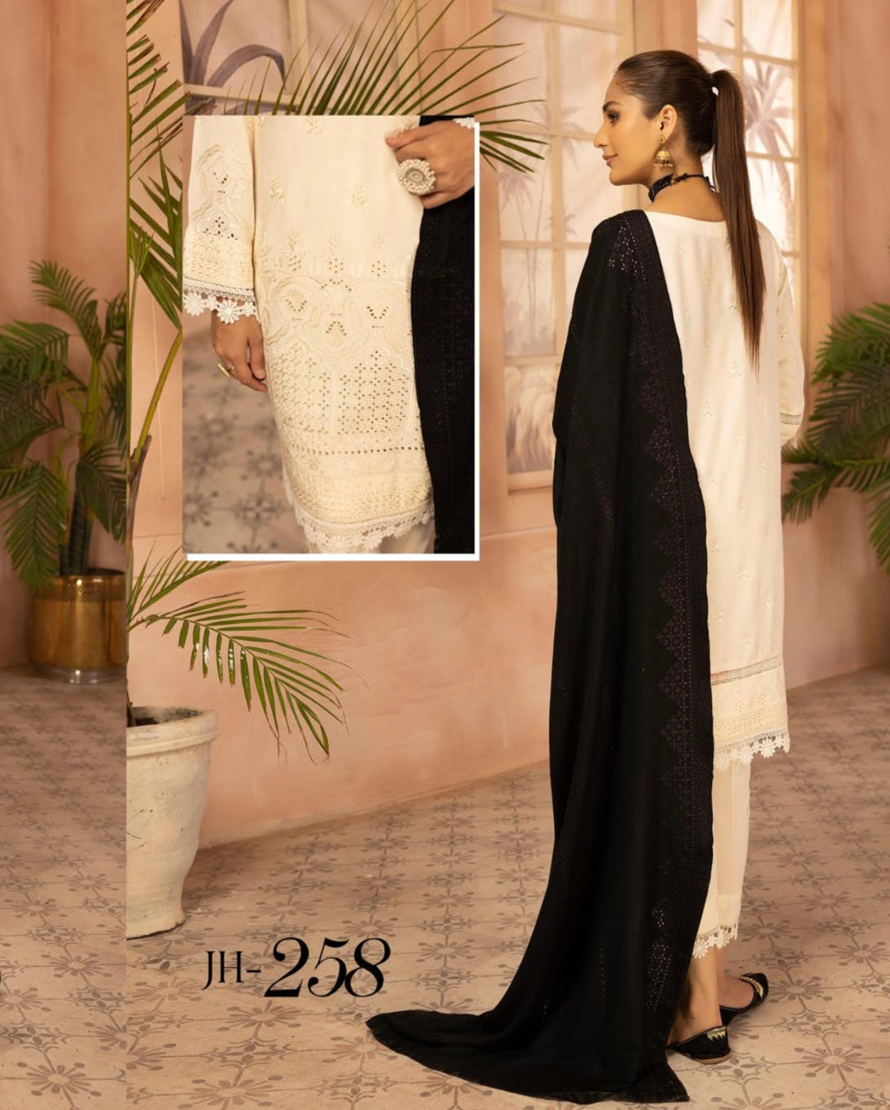 Chikankari Peach Leather 3pc