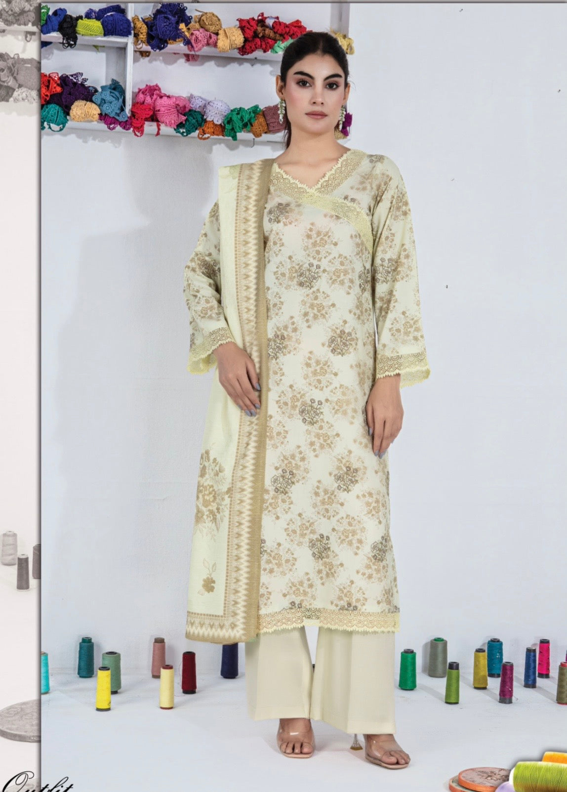 Embroidered Dhanak Suit 3pc