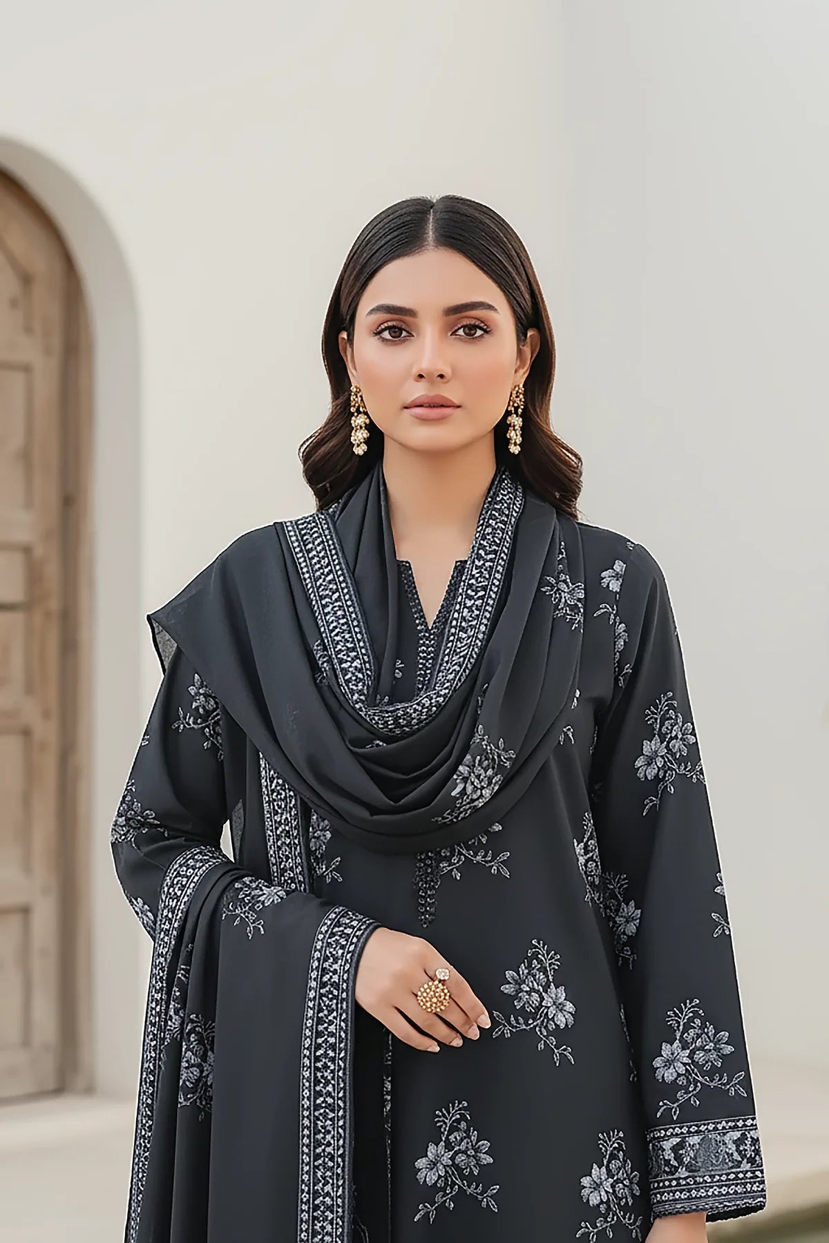 Printed Pashmina Suit 3pc