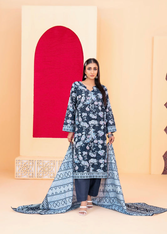 Printed Slub Suit 3pc