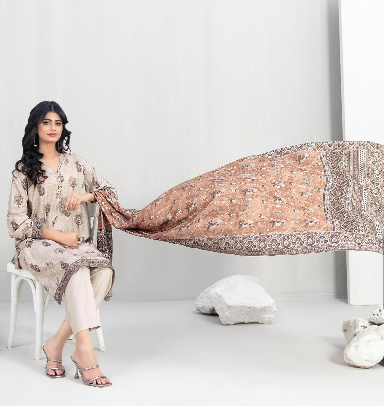 Printed Linen Suit 3pc