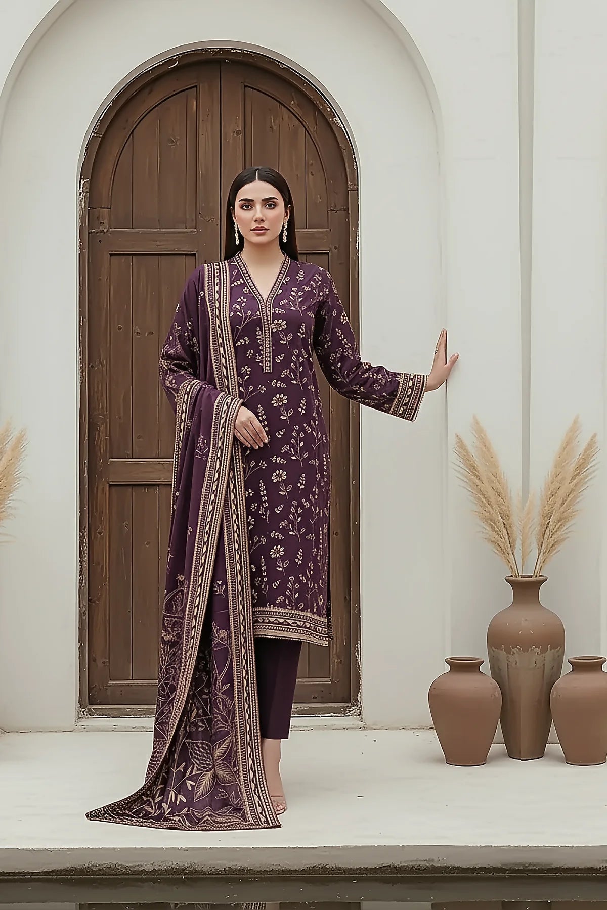 Printed Pashmina Suit 3pc