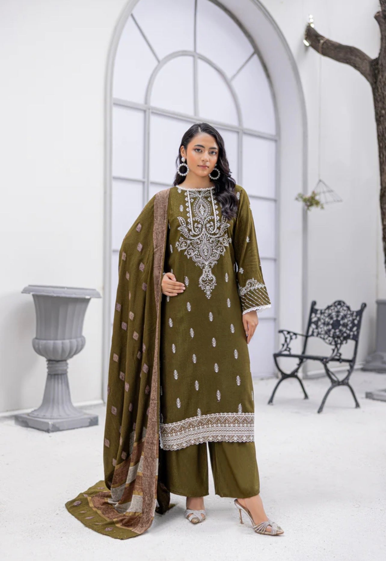 Luxury Peach Leather Suit 3pc