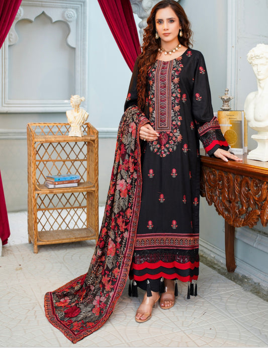 Bareeze Embroidered Slub Karandi Suit