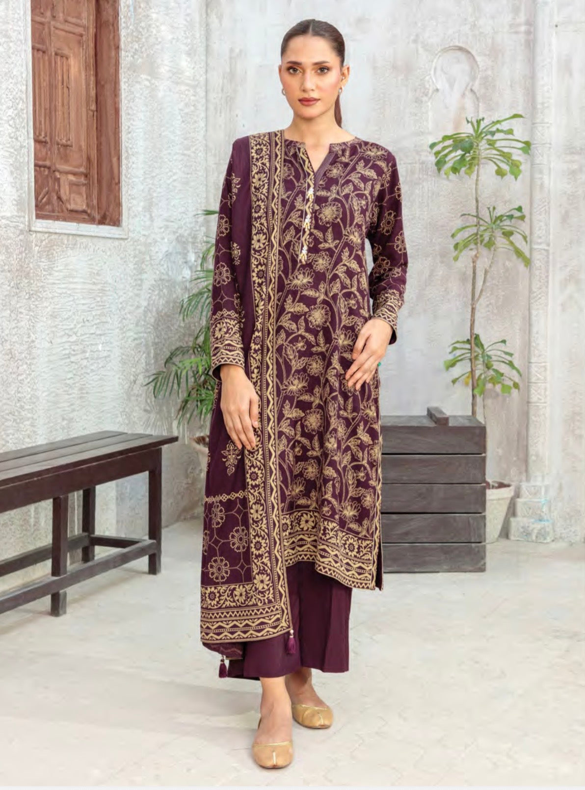 Printed Pashmina Suit 3pc