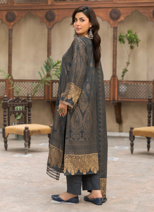 Premium Peach Leather Printed Suit 3pc