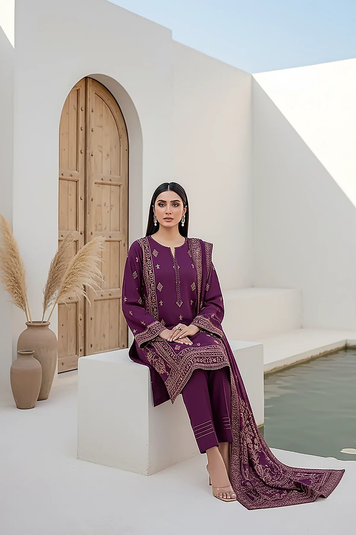 Printed Pashmina Suit 3pc