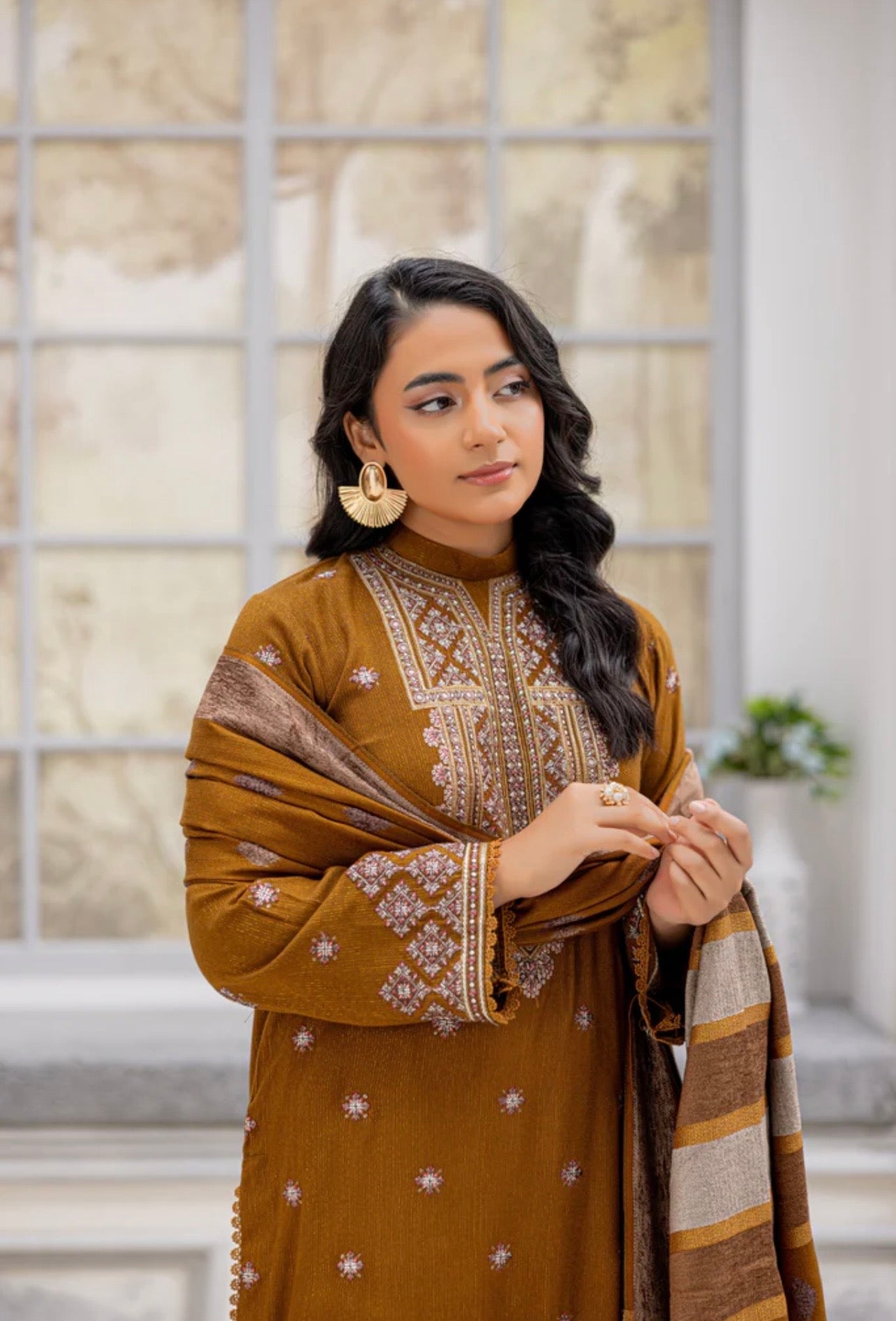 Luxury Peach Leather Suit 3pc